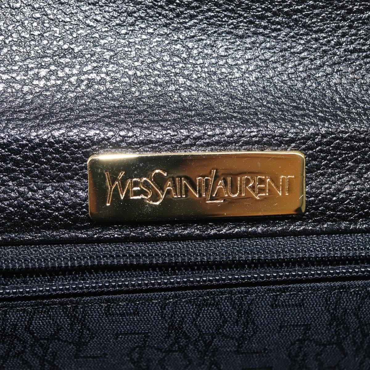 SAINT LAURENT Clutch Bag Leather Black Gold Auth 147024V