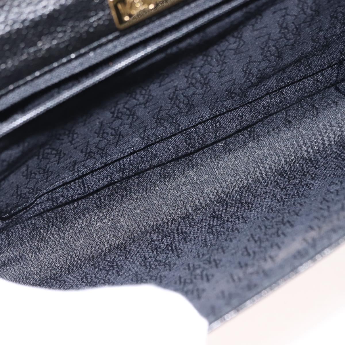 SAINT LAURENT Clutch Bag Leather Black Gold Auth 147024V