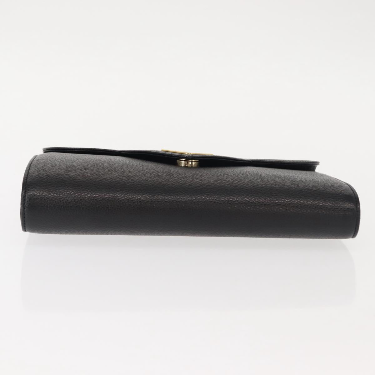 SAINT LAURENT Clutch Bag Leather Black Gold Auth 147024V