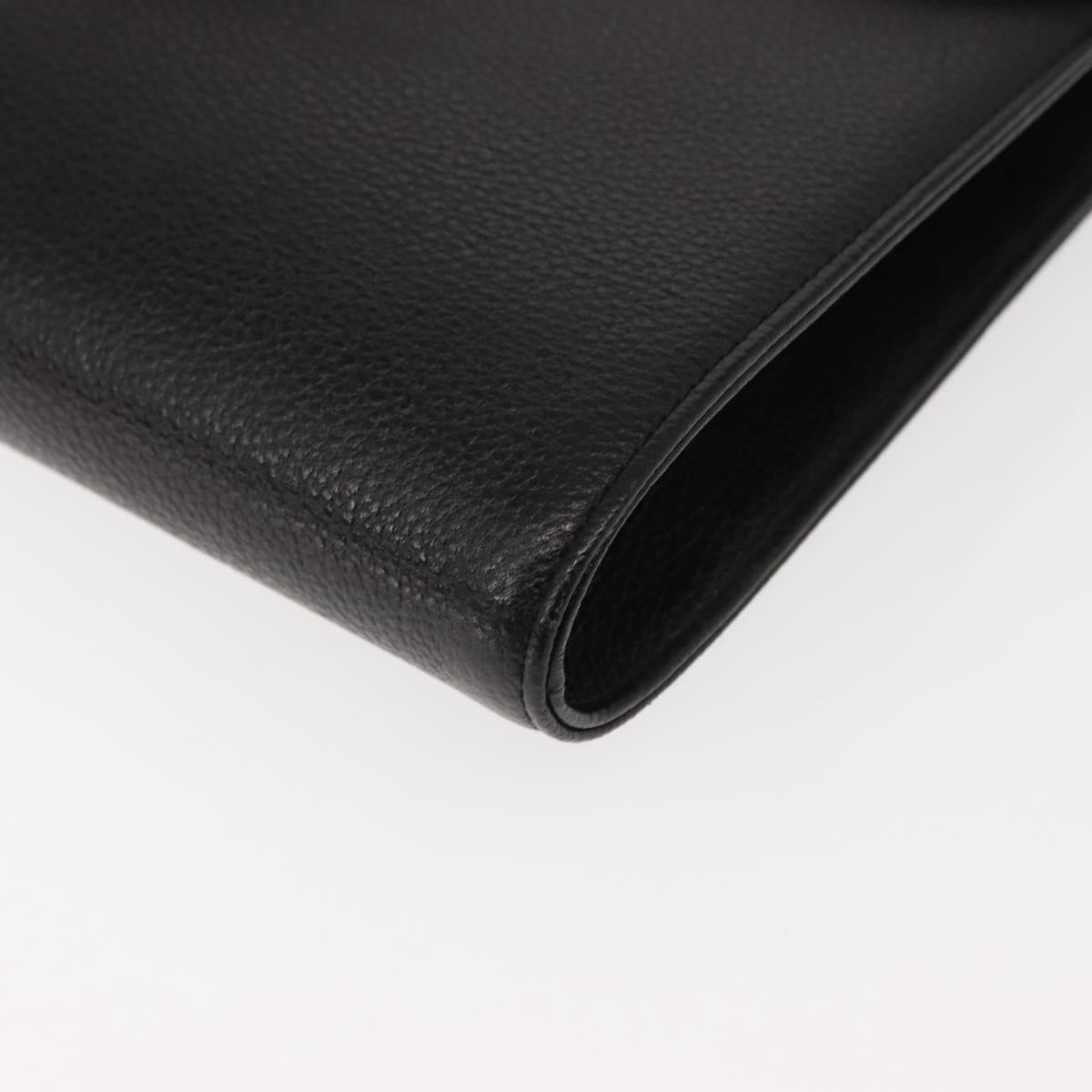 SAINT LAURENT Clutch Bag Leather Black Gold Auth 147024V