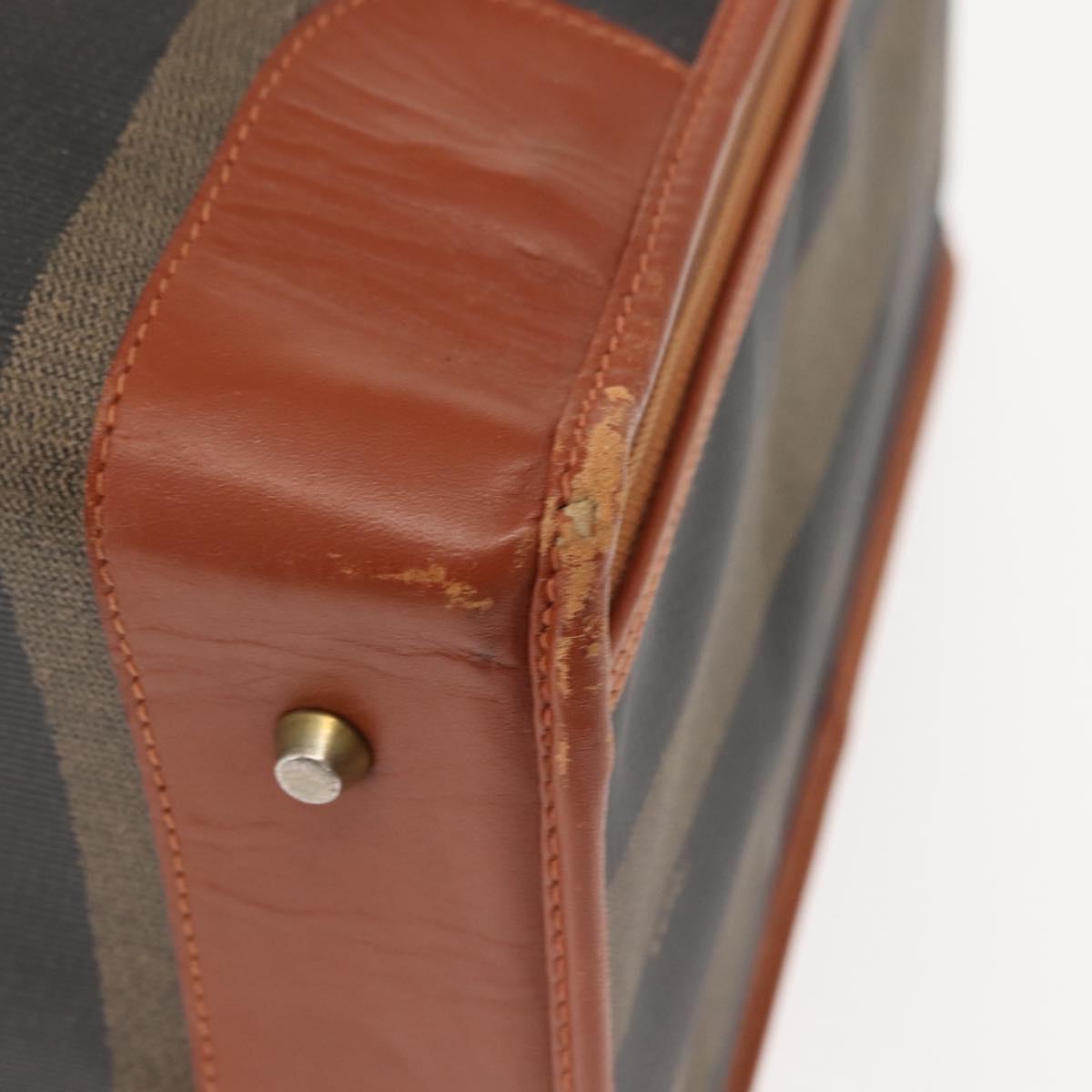 FENDI Pecan Canvas Trunk Case PVC Black Brown Auth 147028