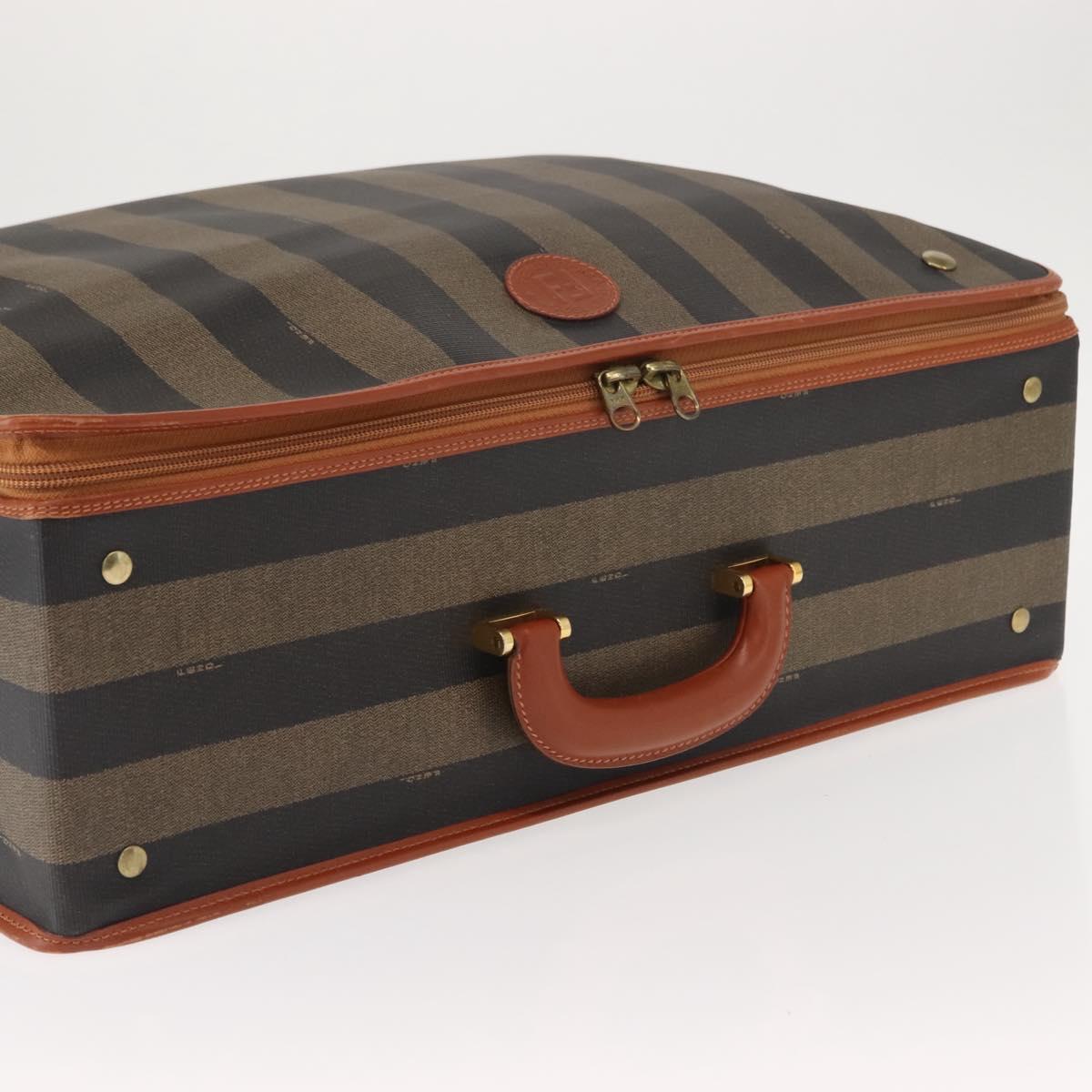 FENDI Pecan Canvas Trunk Case PVC Black Brown Auth 147028