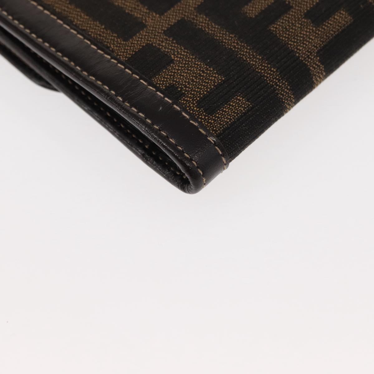 FENDI Zucca Canvas Long Wallet Black Brown Auth 147038V
