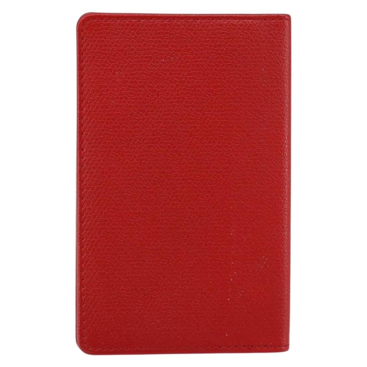 CHANEL Card Case Leather Red CC Auth 147039V