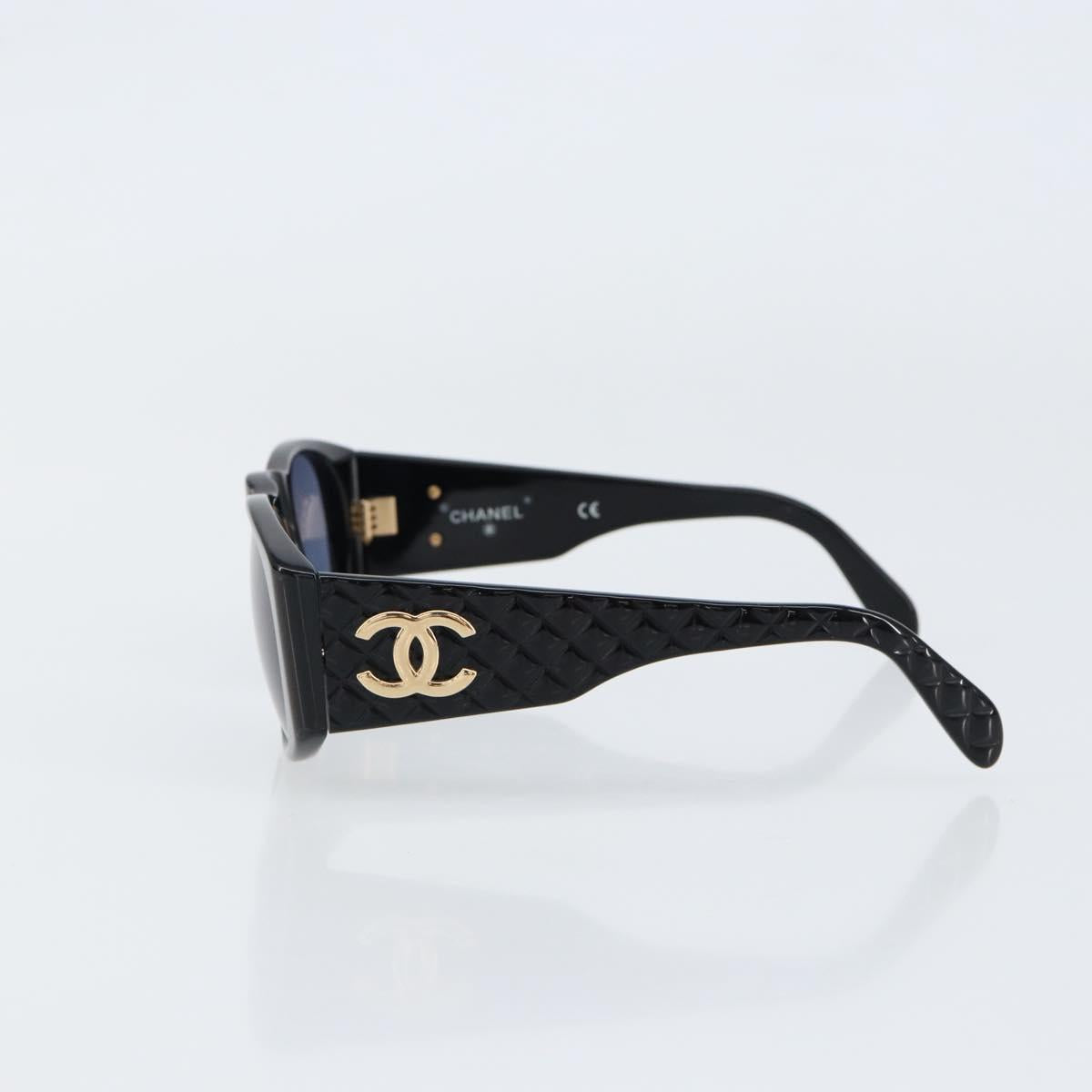 CHANEL Matelasse Sunglasses plastic Black CC Auth 147040V