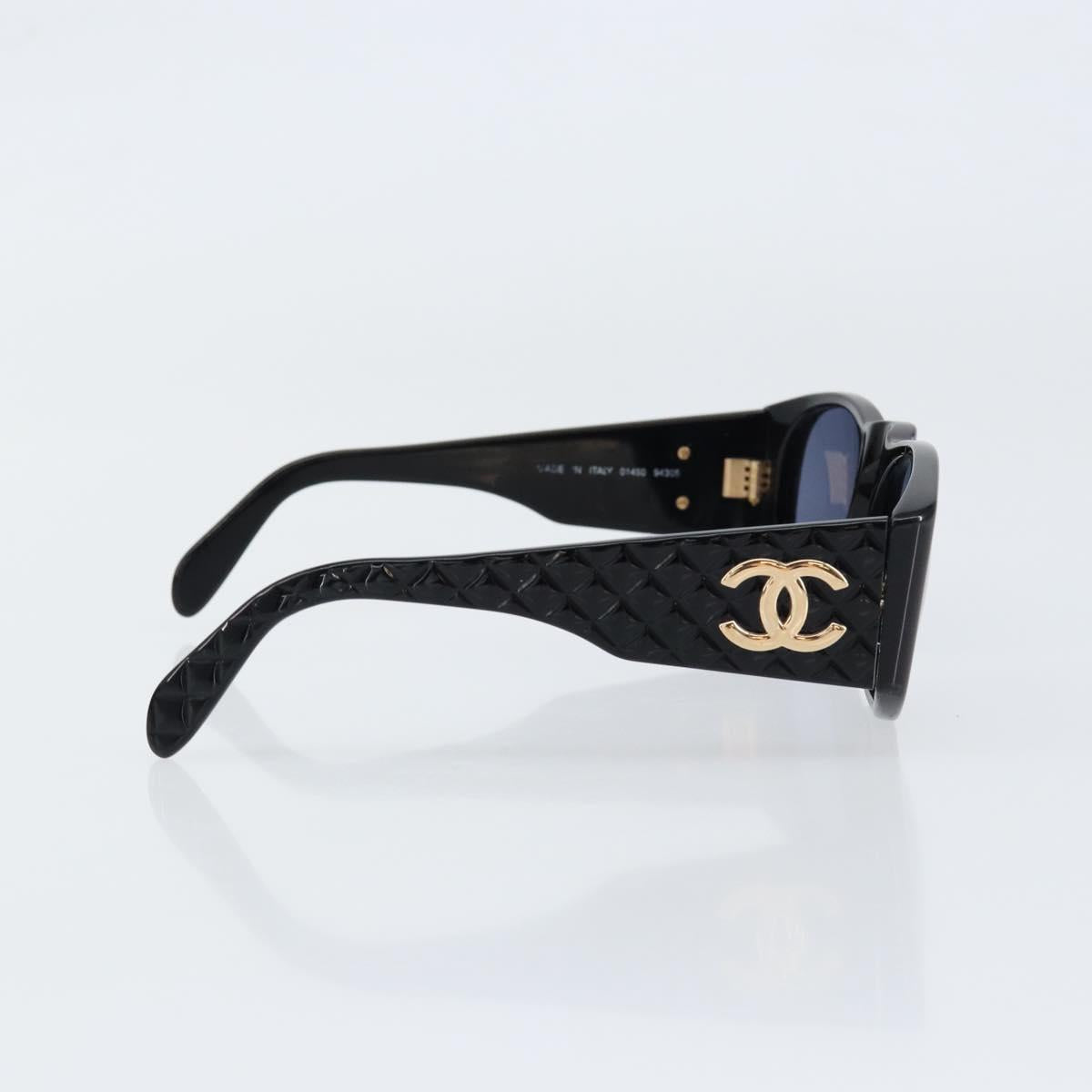 CHANEL Matelasse Sunglasses plastic Black CC Auth 147040V
