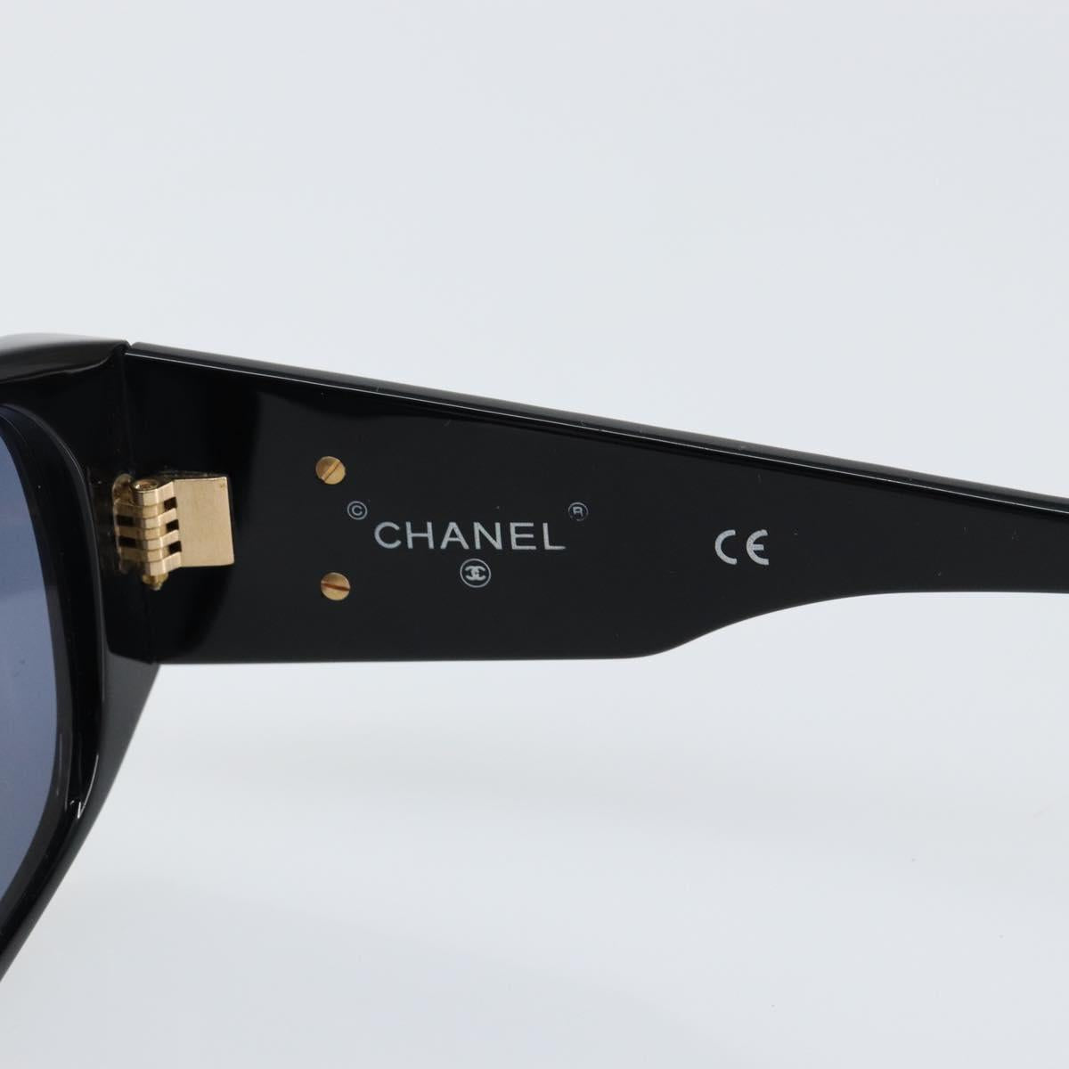 CHANEL Matelasse Sunglasses plastic Black CC Auth 147040V
