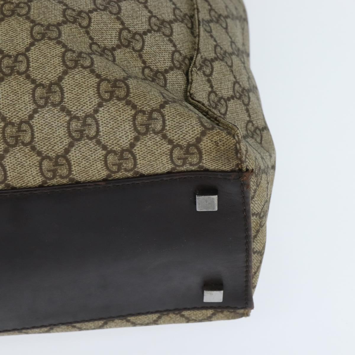 GUCCI GG Supreme Tote Bag PVC Beige Silver 91250 Auth 147043