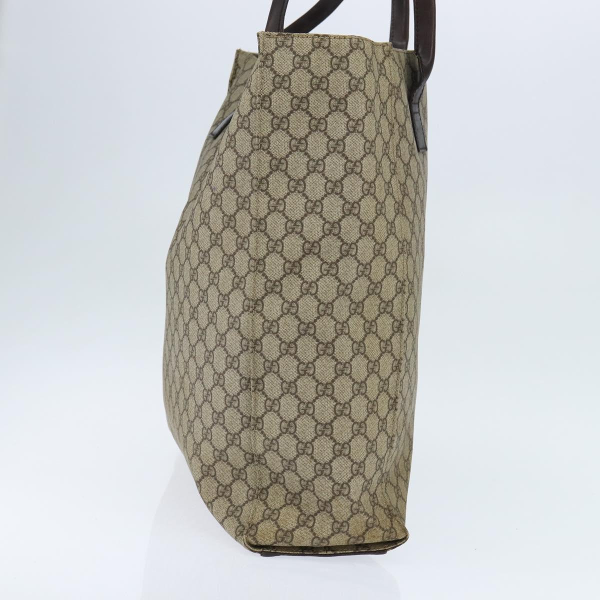 GUCCI GG Supreme Tote Bag PVC Beige Silver 91250 Auth 147043