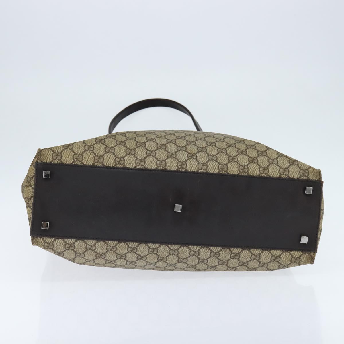 GUCCI GG Supreme Tote Bag PVC Beige Silver 91250 Auth 147043