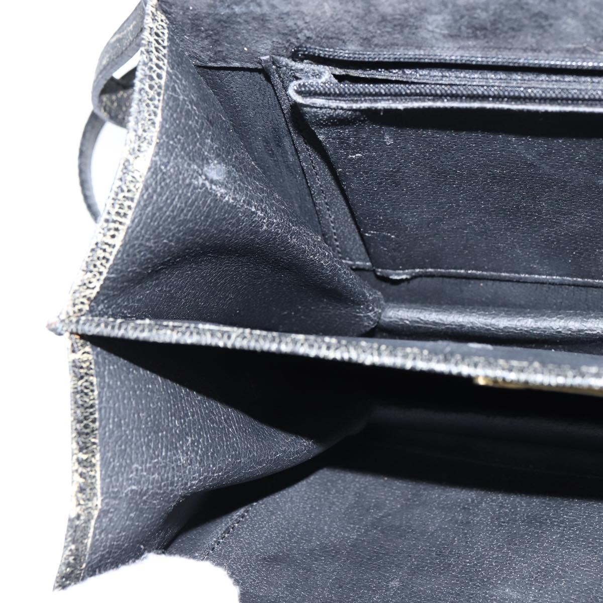 FENDI Shoulder Bag Suede Vintage Black Gold Auth 147044