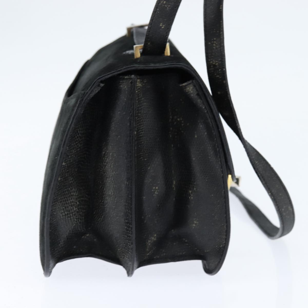 FENDI Shoulder Bag Suede Vintage Black Gold Auth 147044