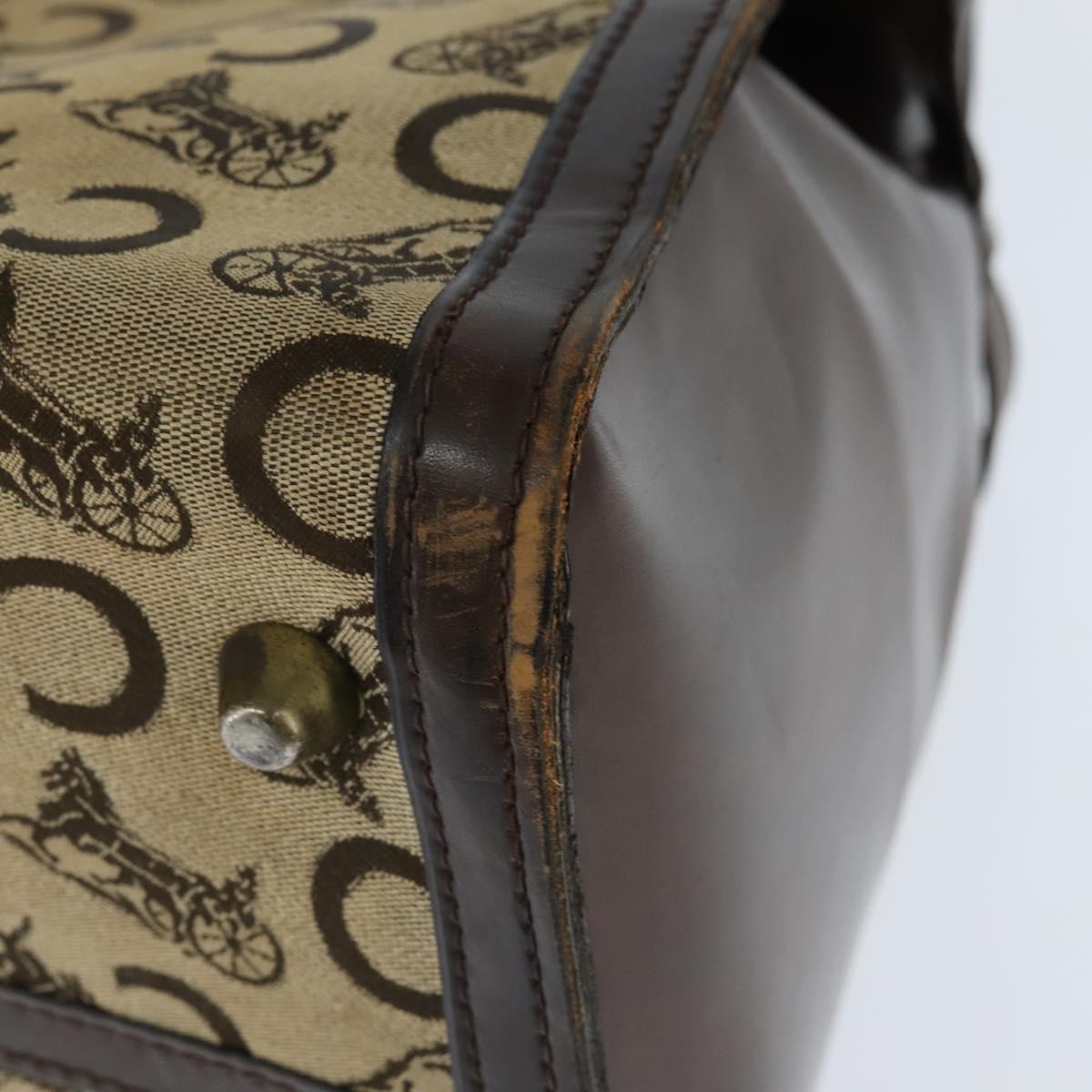CELINE C Sulky Doctor Bag Canvas Brown Gold Auth 147045