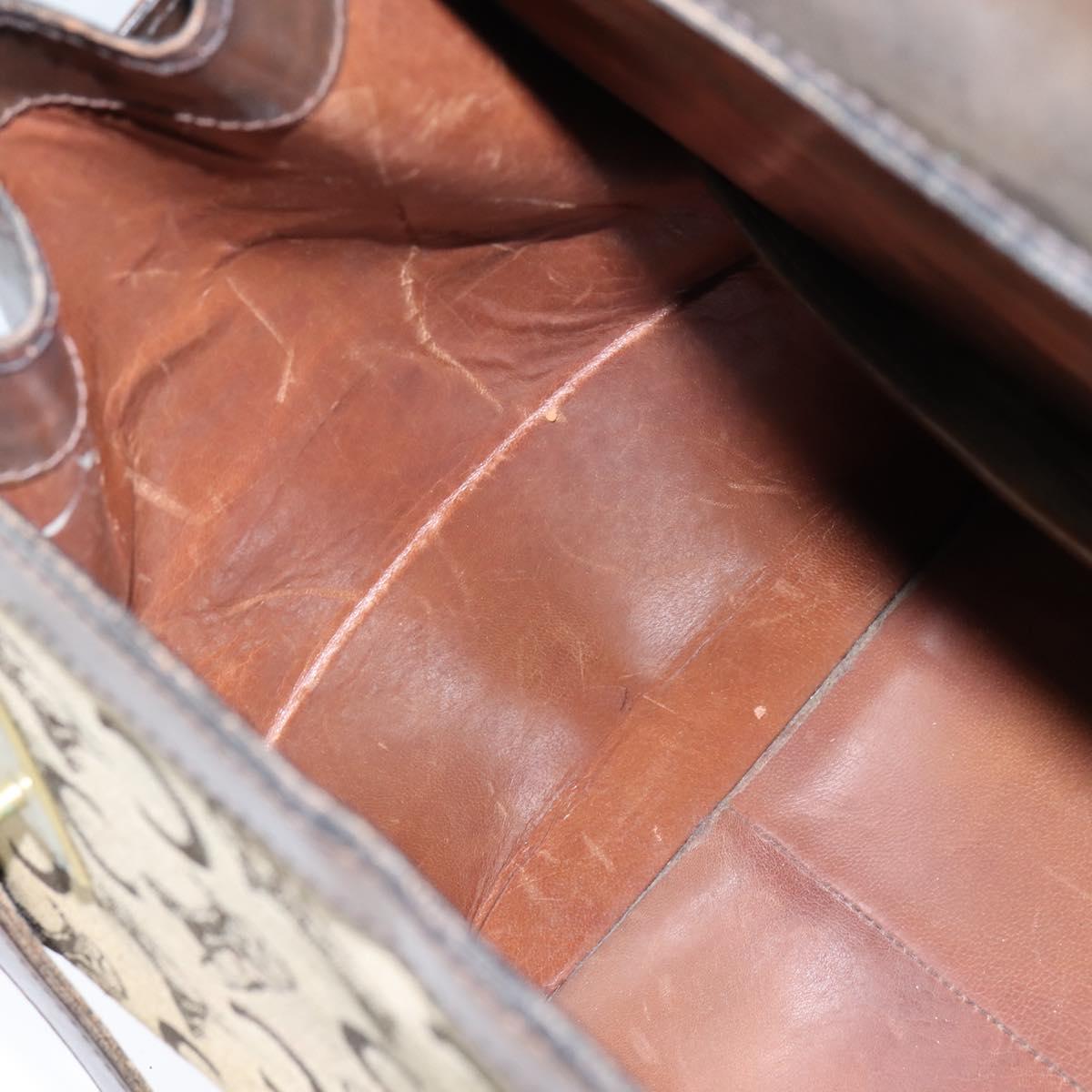 CELINE C Sulky Doctor Bag Canvas Brown Gold Auth 147045