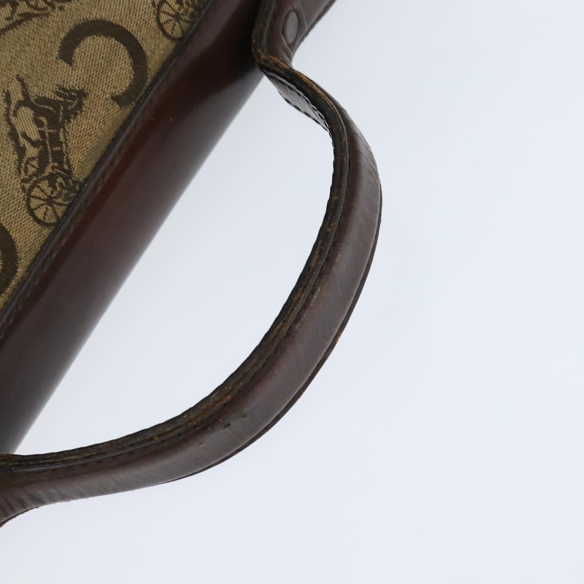 CELINE C Sulky Doctor Bag Canvas Brown Gold Auth 147045