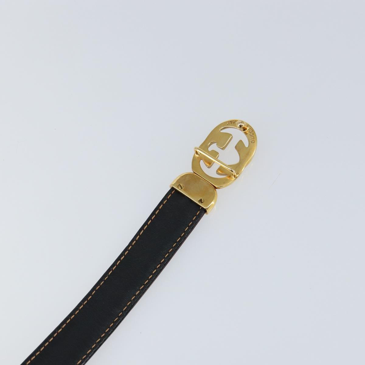 GUCCI Interlocking Belt Leather 31.9"" Bordeaux Gold 037 084 0054 Auth 147047