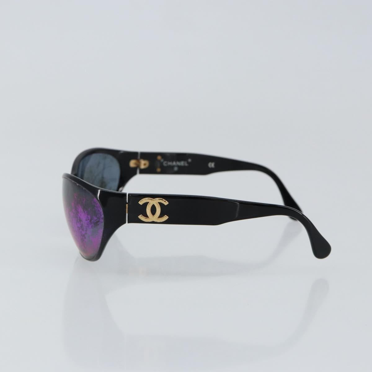 CHANEL COCO Mark Sunglasses plastic Black 04155 75641 CC Auth 147051
