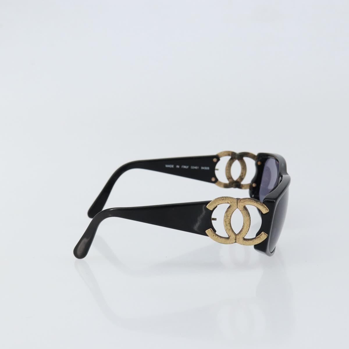 CHANEL Sunglasses plastic Black CC Auth 147052
