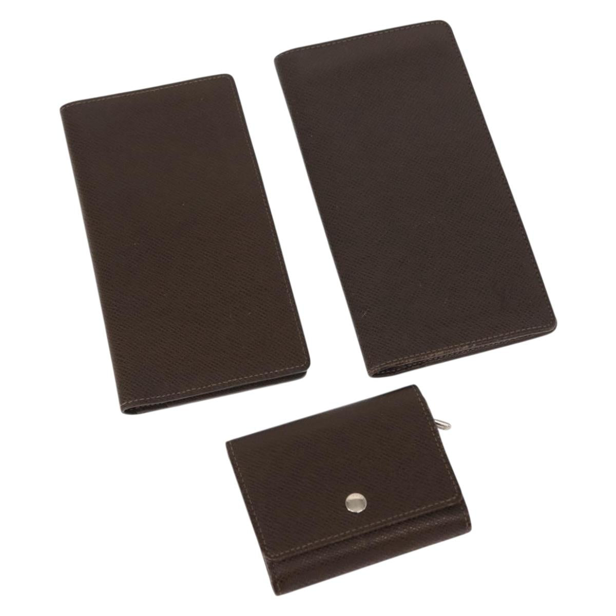 LOUIS VUITTON Taiga Wallet 3 Set Grizzly LV Auth 147062