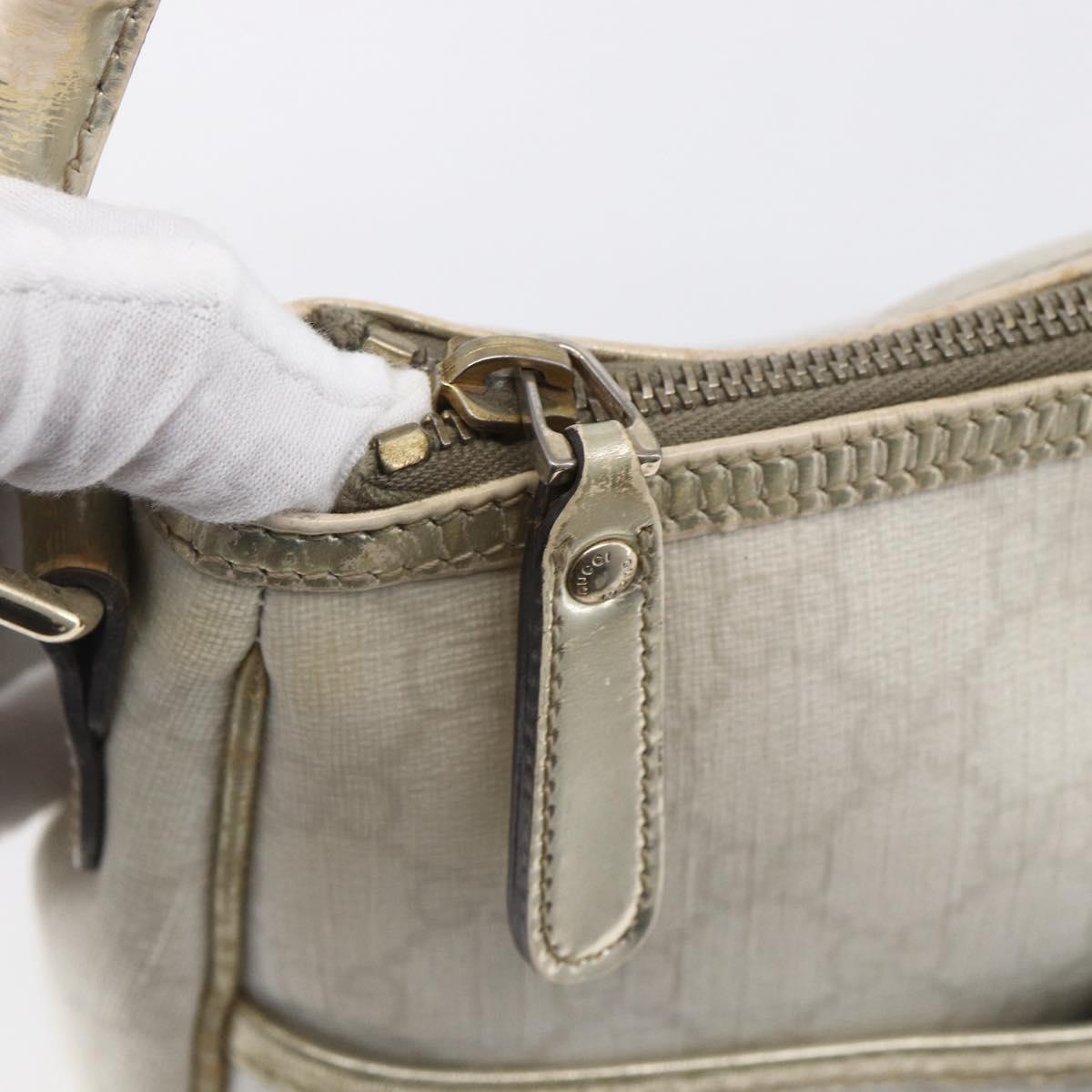 GUCCI GG Supreme Shoulder Bag PVC White Gold 190258 Auth 147063