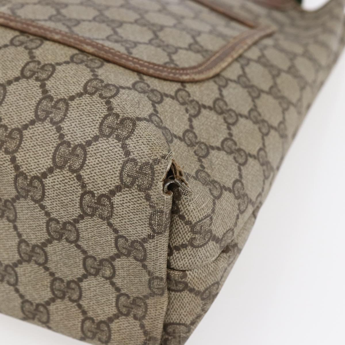 GUCCI GG Supreme Web Sherry Line Tote Bag PVC Beige 39 02 003 Auth 147064