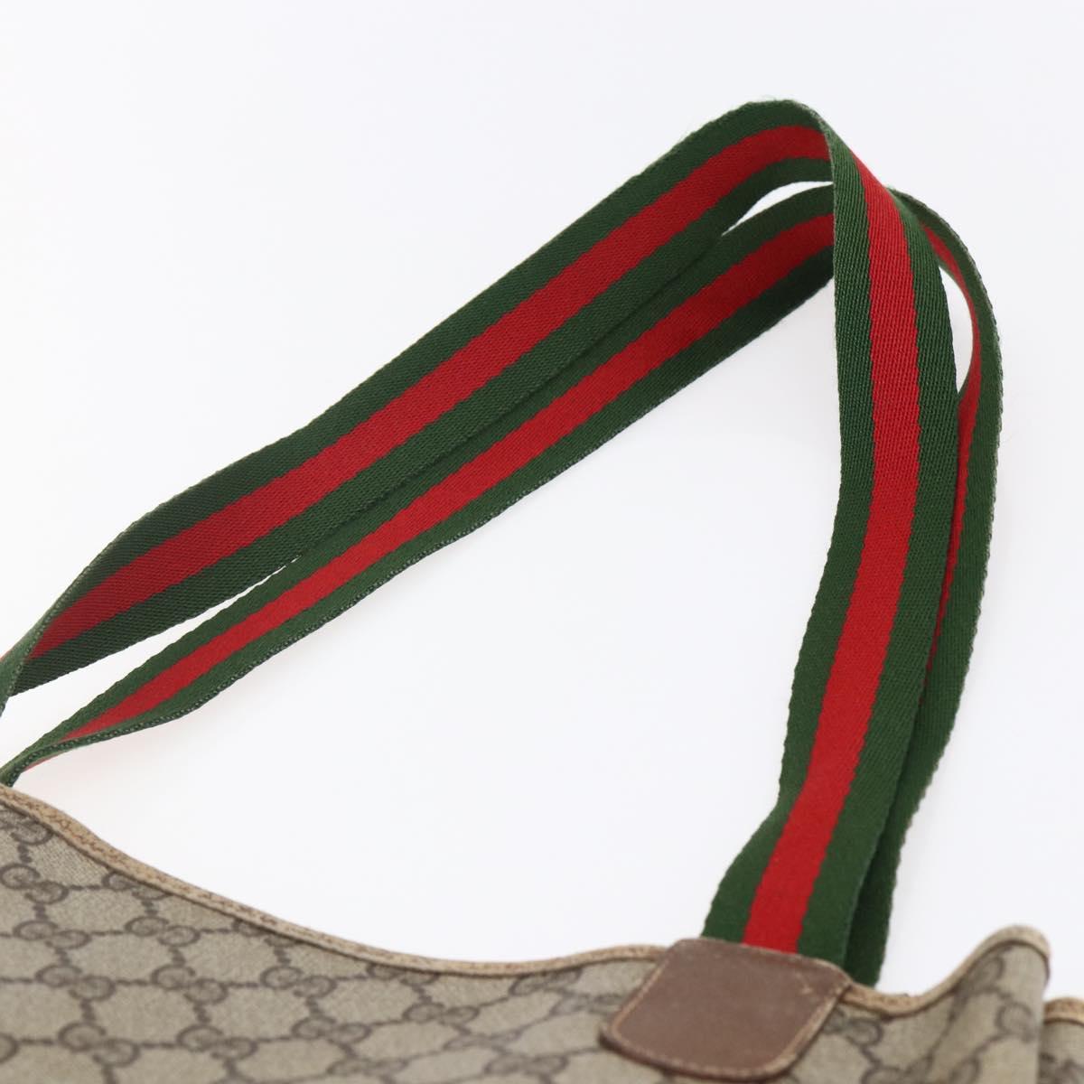 GUCCI GG Supreme Web Sherry Line Tote Bag PVC Beige 39 02 003 Auth 147064
