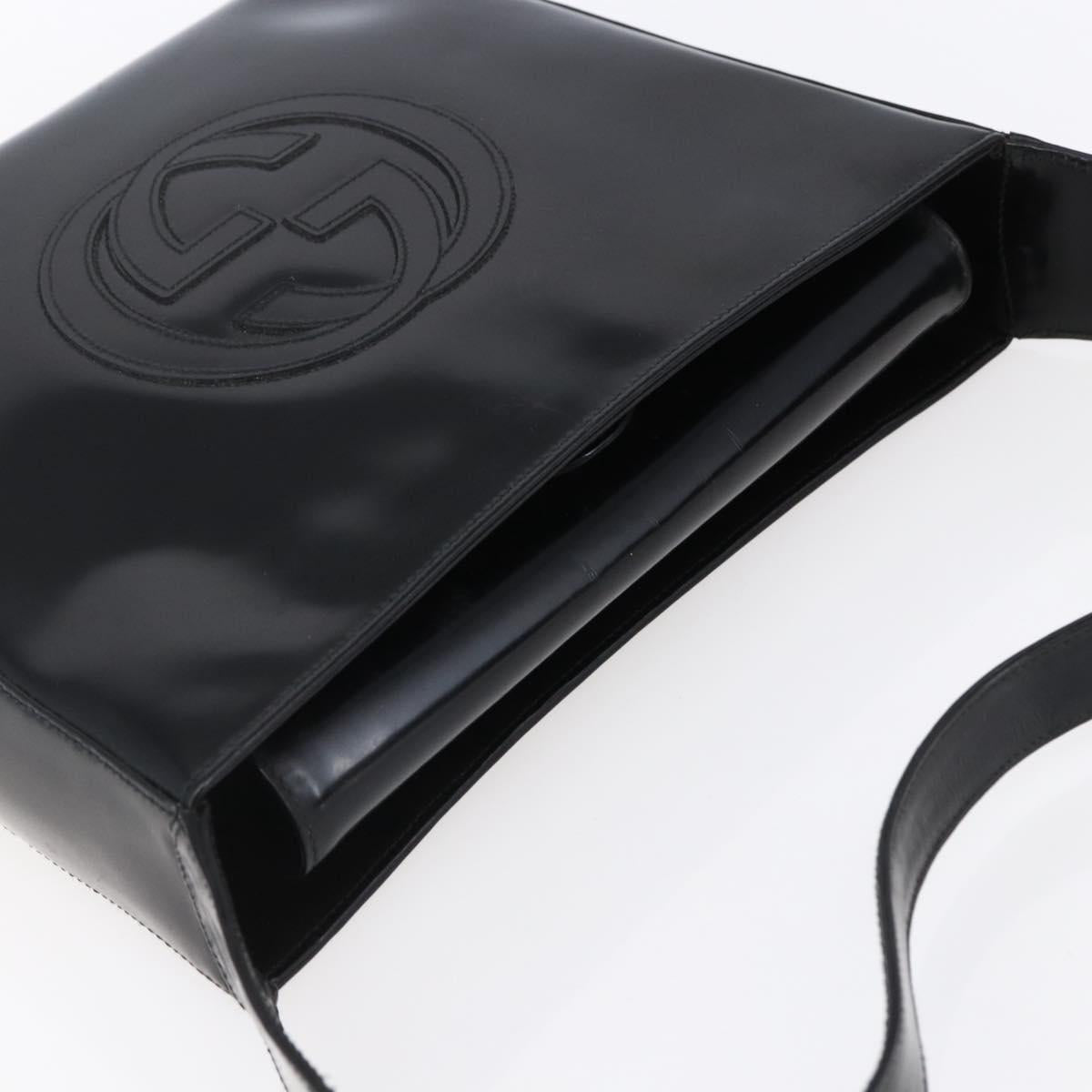 GUCCI Soho Shoulder Bag Enamel Black Auth 147072