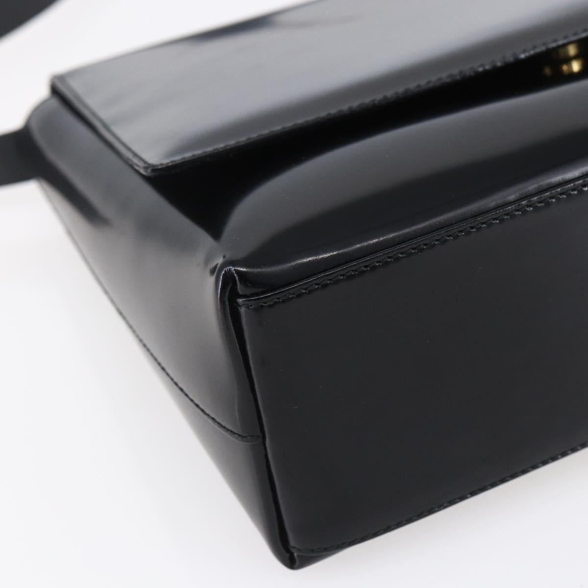 GUCCI Shoulder Bag Enamel Black Gold 001 3444 1812 Auth 147073