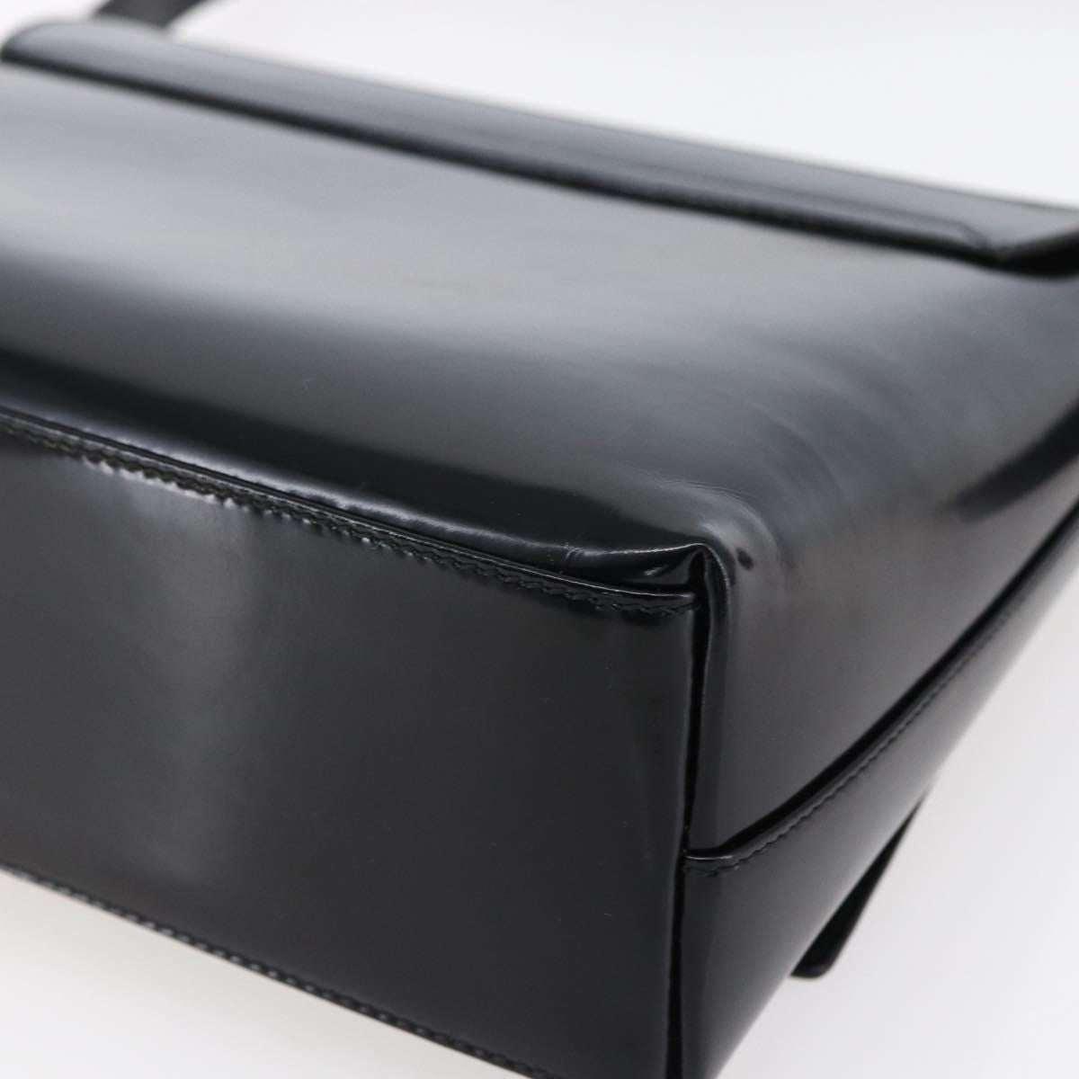 GUCCI Shoulder Bag Enamel Black Gold 001 3444 1812 Auth 147073