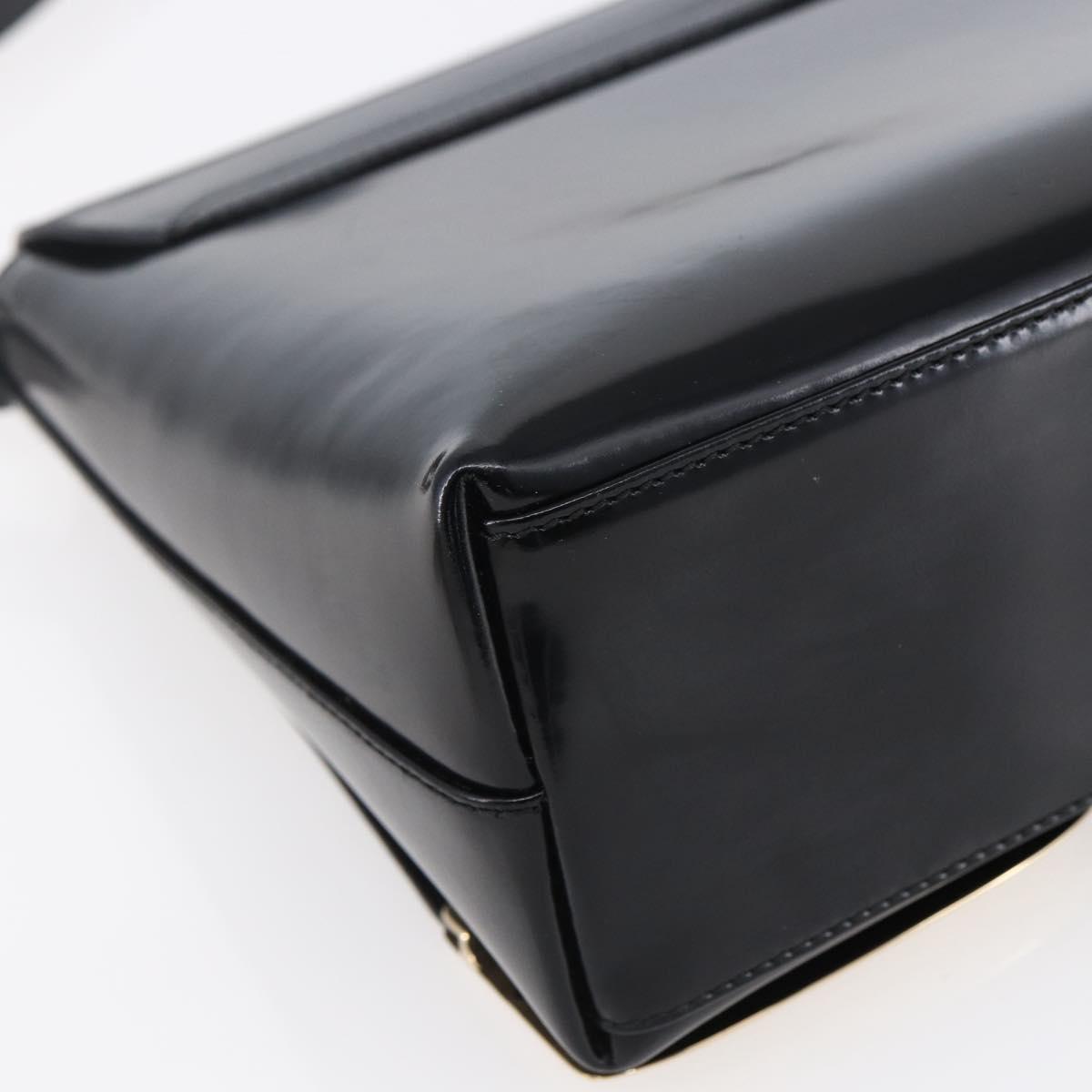 GUCCI Shoulder Bag Enamel Black Gold 001 3444 1812 Auth 147073