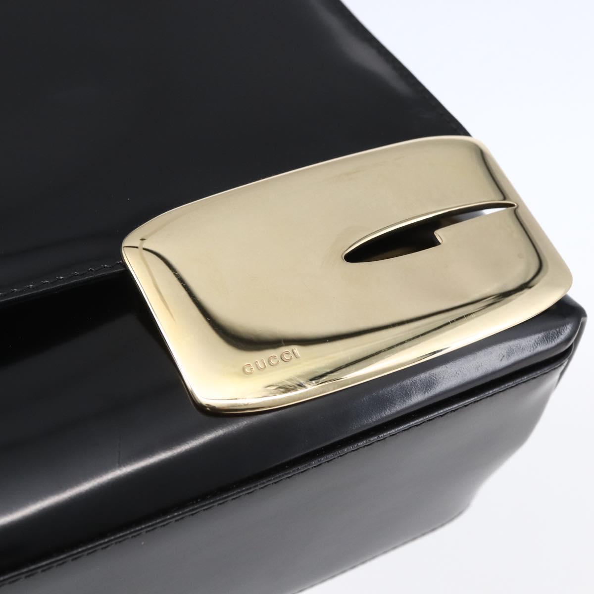 GUCCI Shoulder Bag Enamel Black Gold 001 3444 1812 Auth 147073