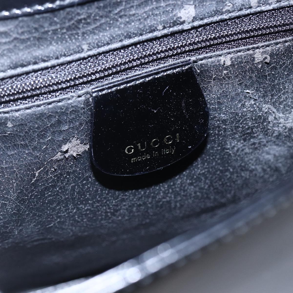 GUCCI Shoulder Bag Enamel Black Gold 001 3444 1812 Auth 147073