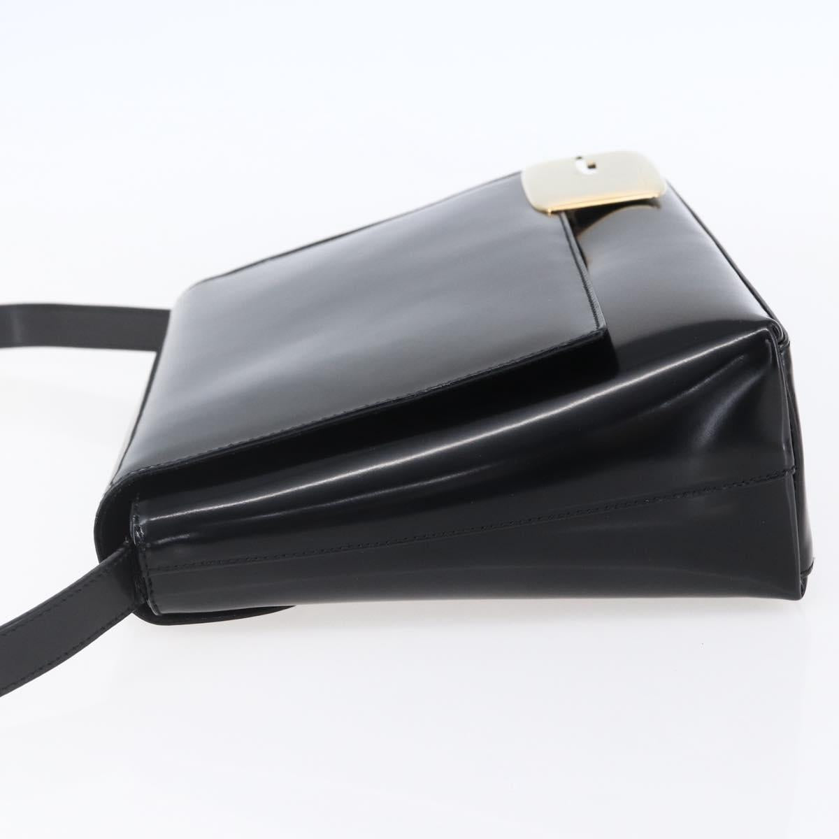 GUCCI Shoulder Bag Enamel Black Gold 001 3444 1812 Auth 147073