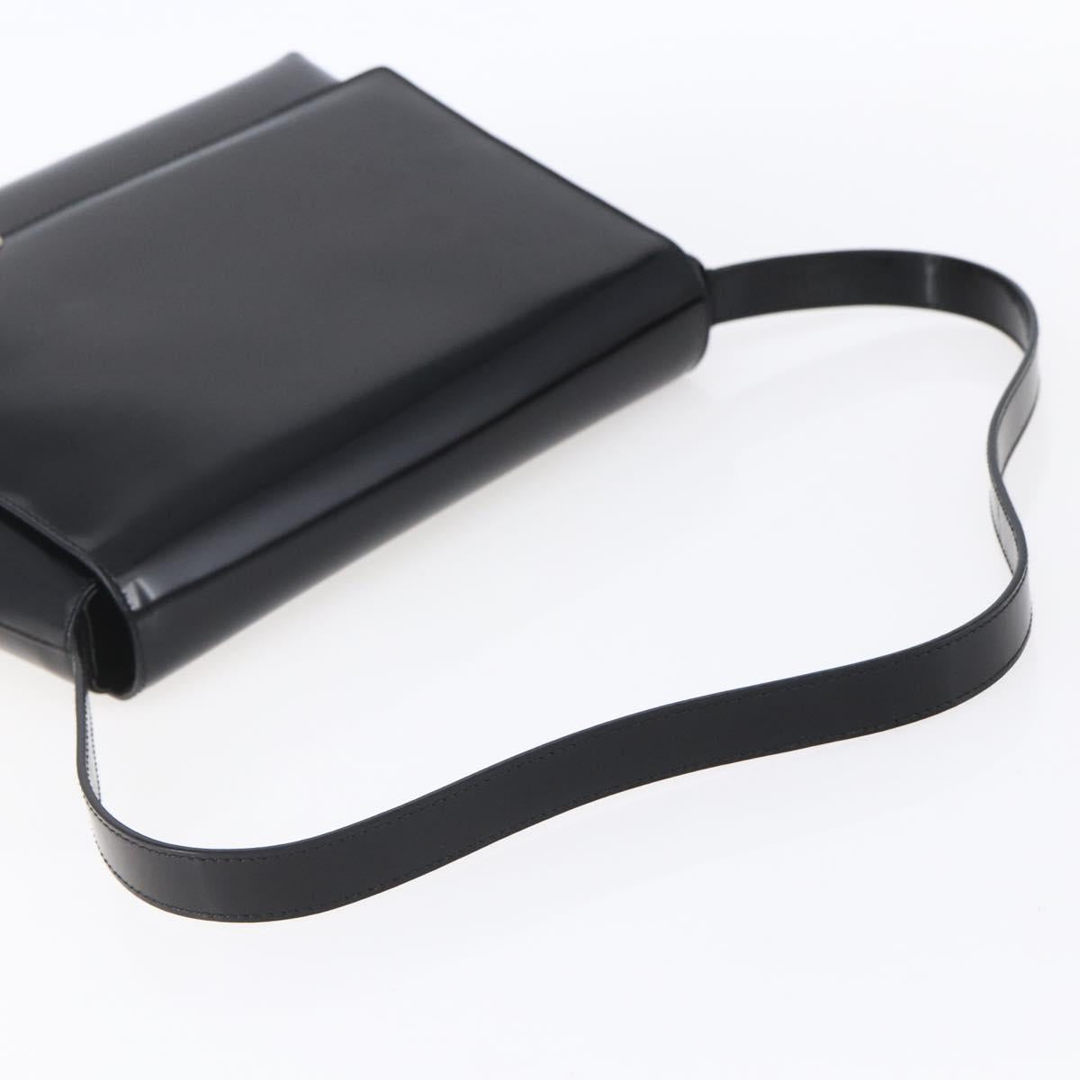 GUCCI Shoulder Bag Enamel Black Gold 001 3444 1812 Auth 147073