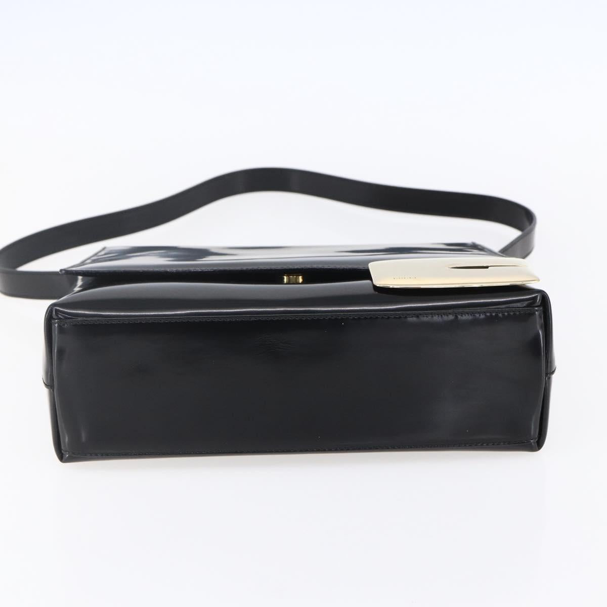 GUCCI Shoulder Bag Enamel Black Gold 001 3444 1812 Auth 147073