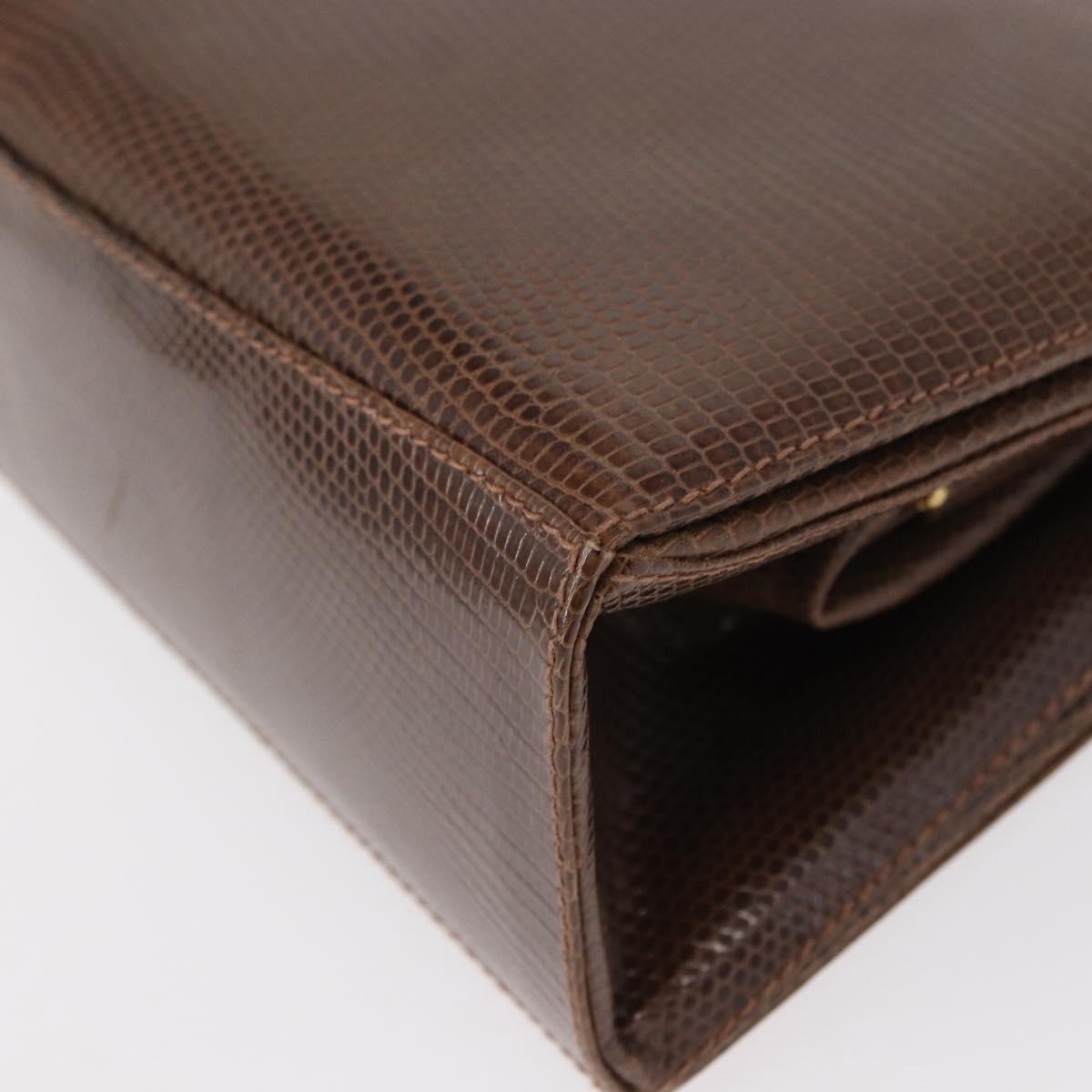 GUCCI Shoulder Bag Leather Brown Gold Auth 147074