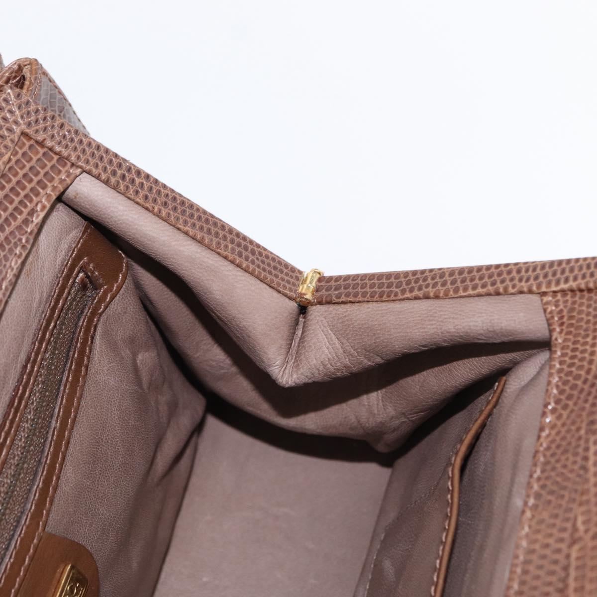 GUCCI Shoulder Bag Leather Brown Gold Auth 147074