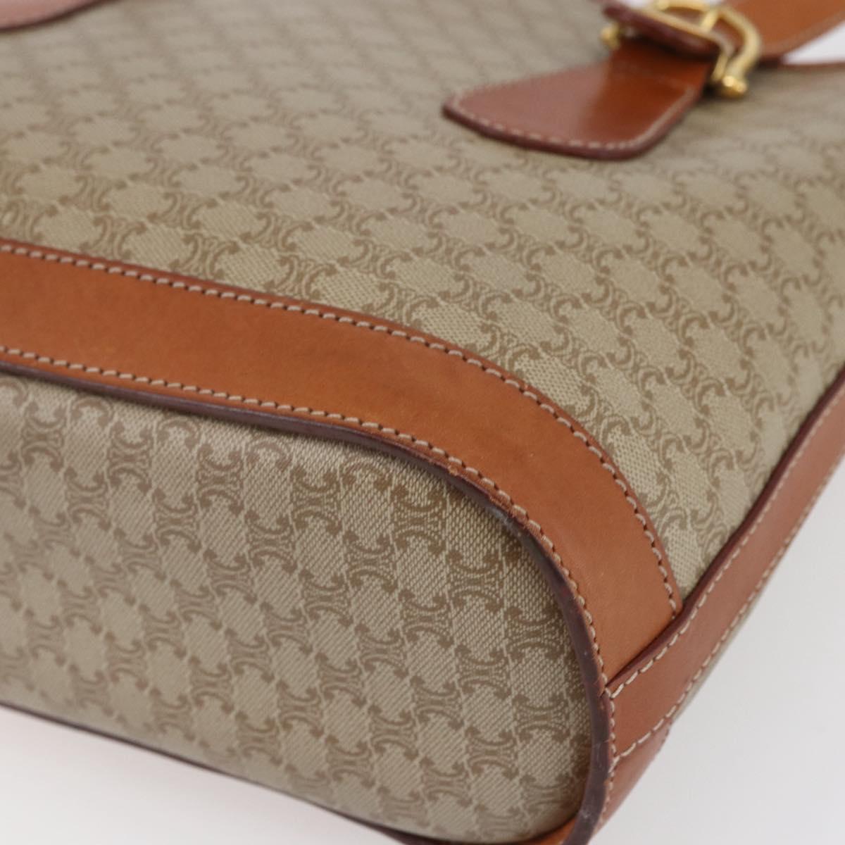CELINE Macadam Canvas Tote Bag PVC Beige Gold Auth 147075