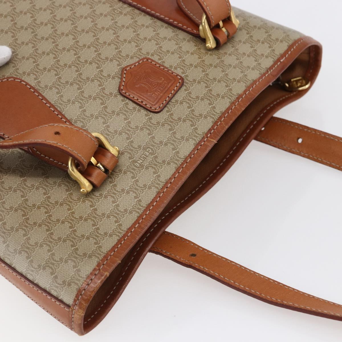CELINE Macadam Canvas Tote Bag PVC Beige Gold Auth 147075