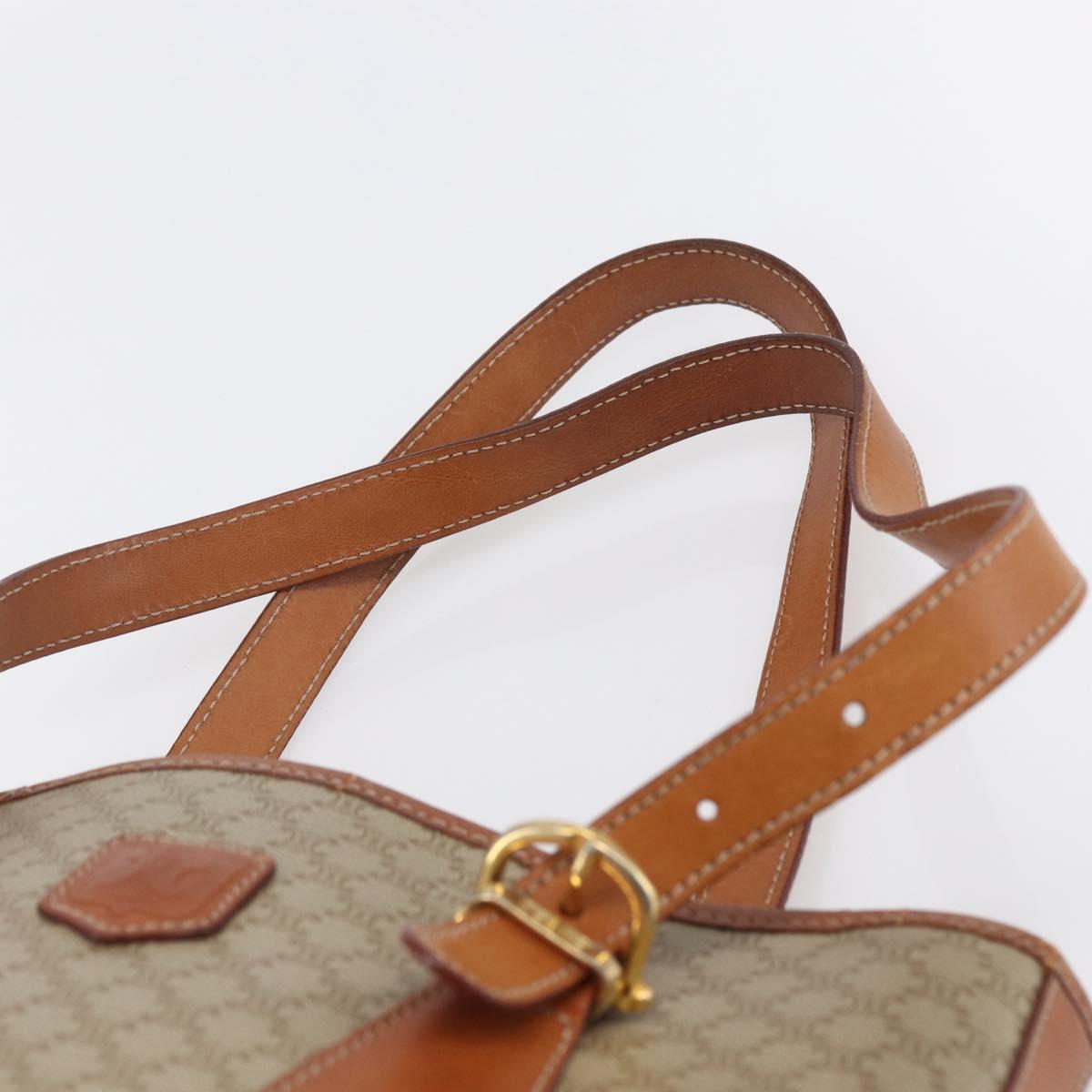 CELINE Macadam Canvas Tote Bag PVC Beige Gold Auth 147075