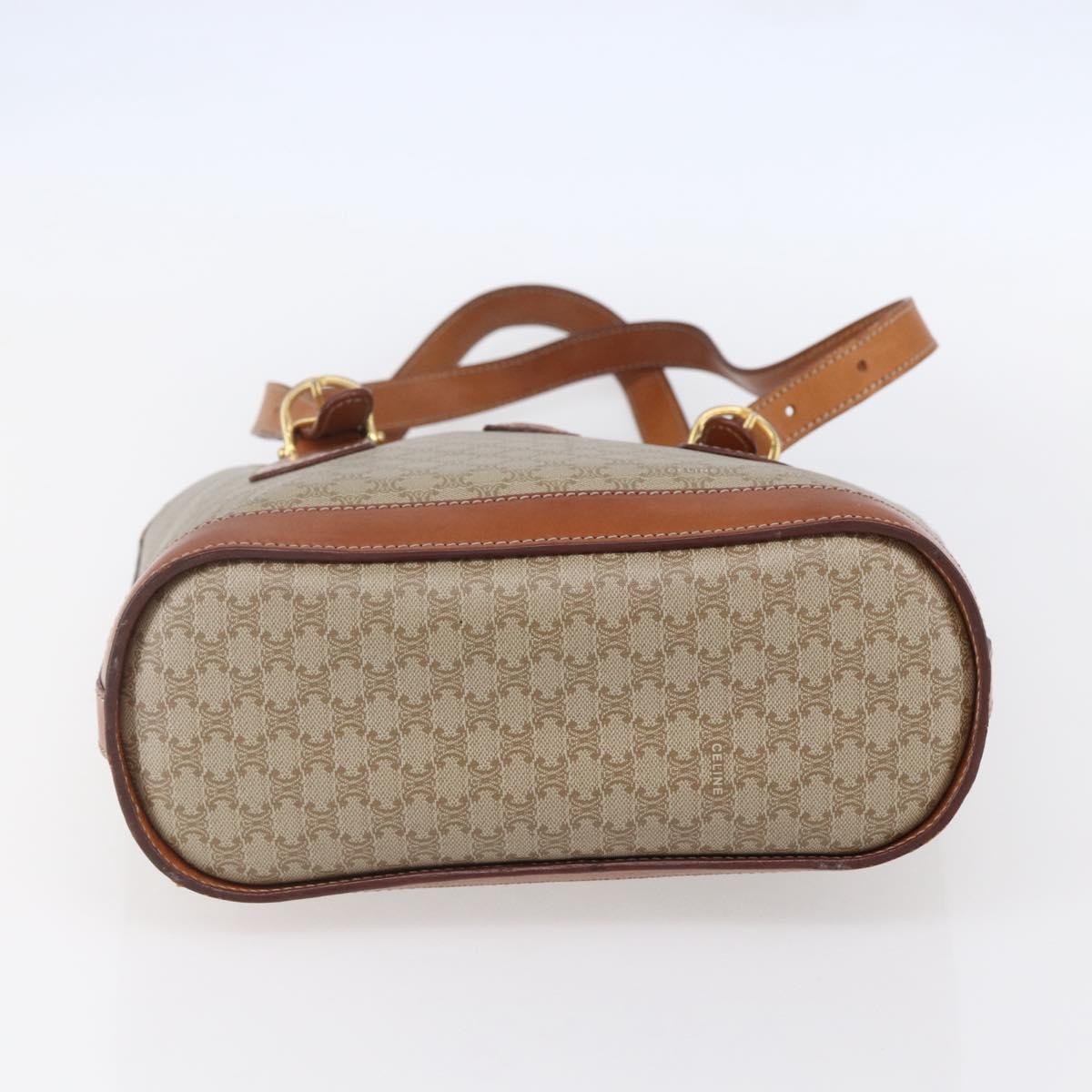 CELINE Macadam Canvas Tote Bag PVC Beige Gold Auth 147075
