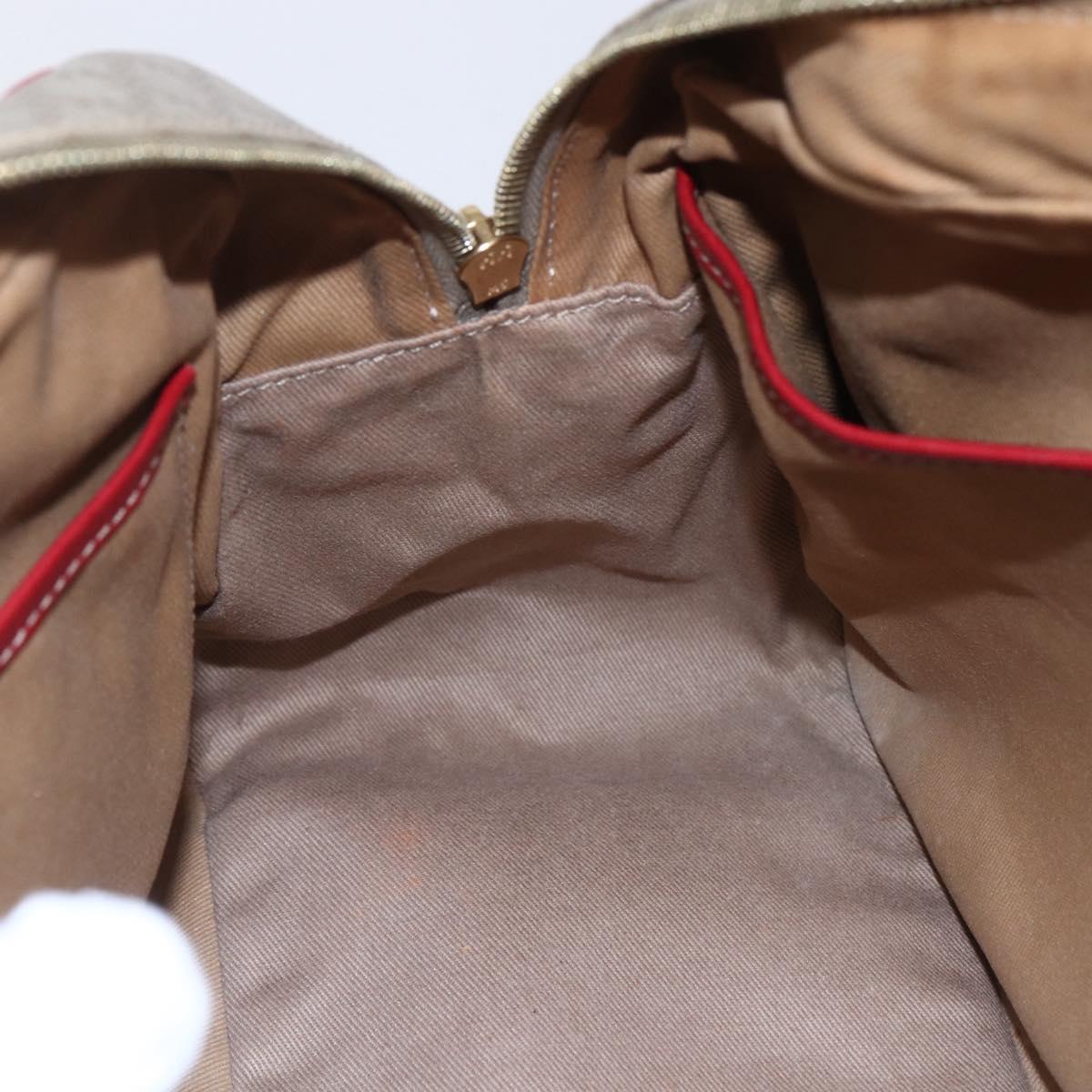 CELINE Macadam Canvas Hand Bag PVC Beige Red gold Auth 147076