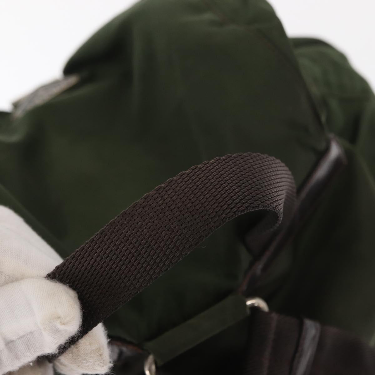 PRADA Backpack Nylon Khaki Silver Auth 147077