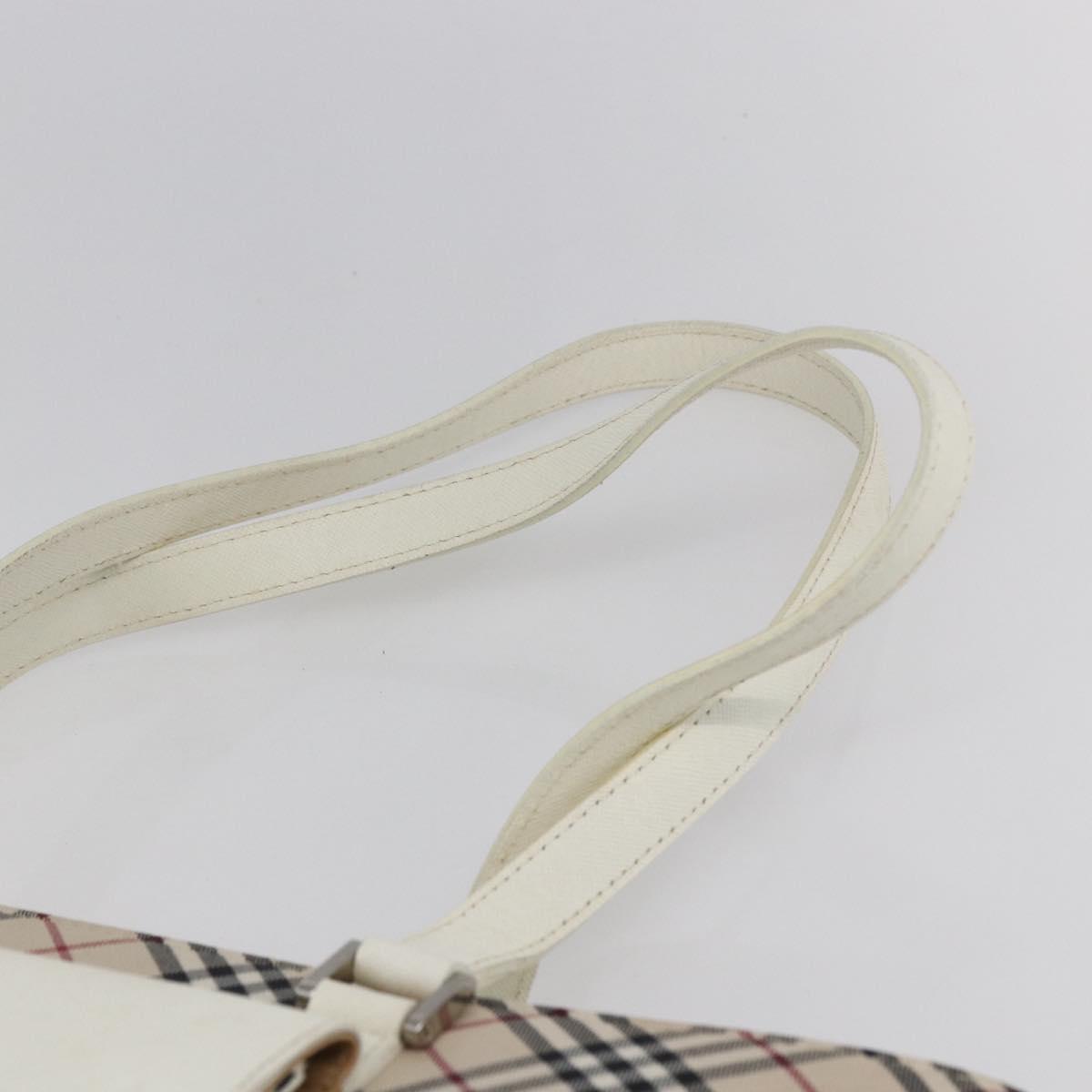 BURBERRY Nova Check Tote Bag Canvas Leather Beige Silver Auth 147078