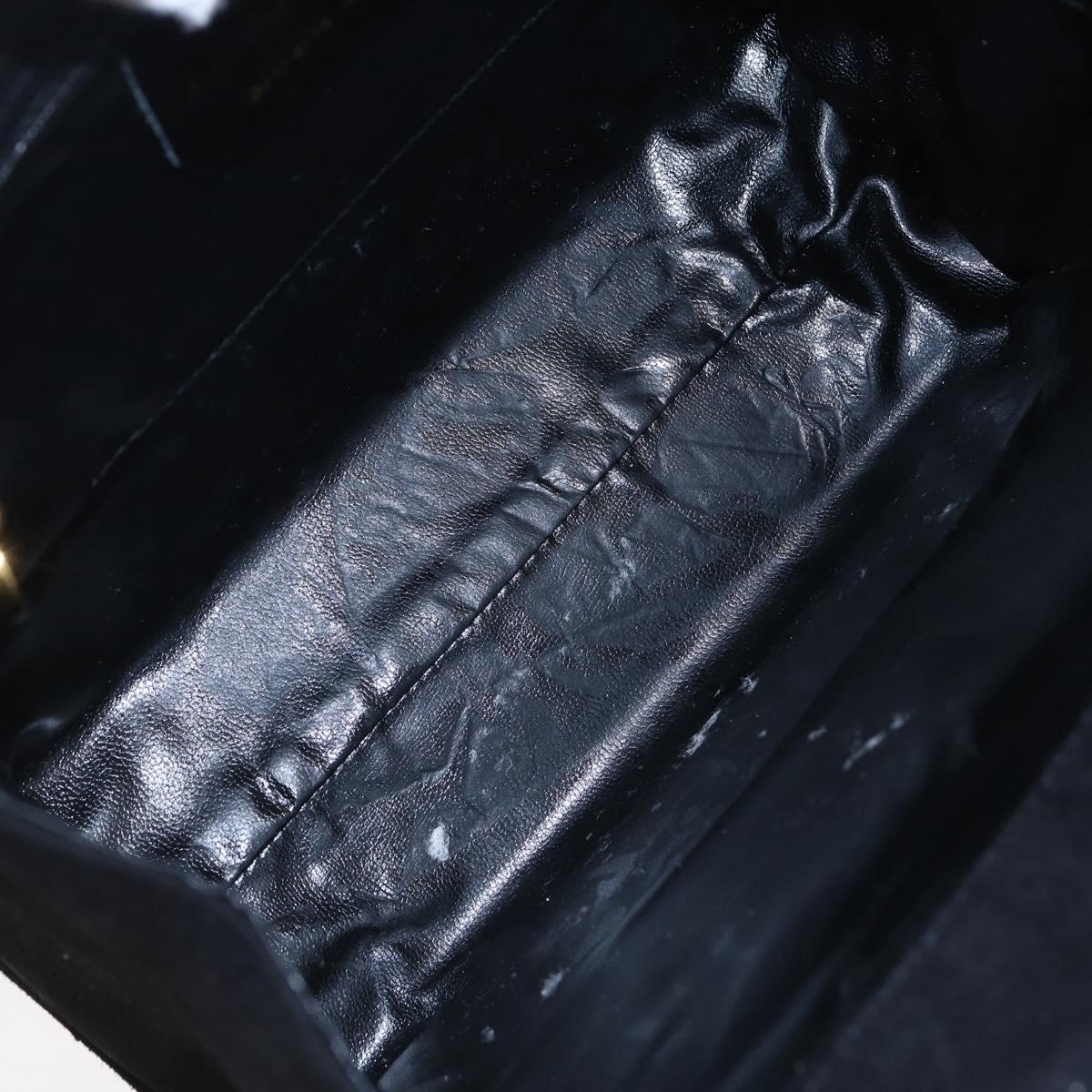 Salvatore Ferragamo Vala Hand Bag Suede 2way Black Gold Auth 147079