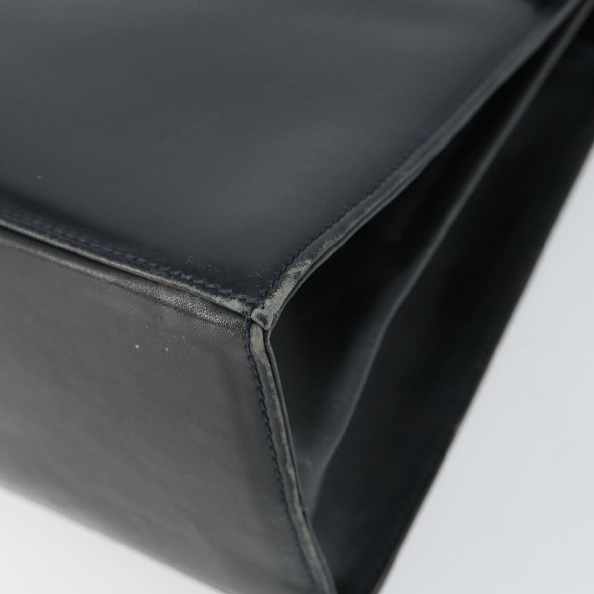 Salvatore Ferragamo Gancini Hand Bag Leather 2way Navy Gold Auth 147081