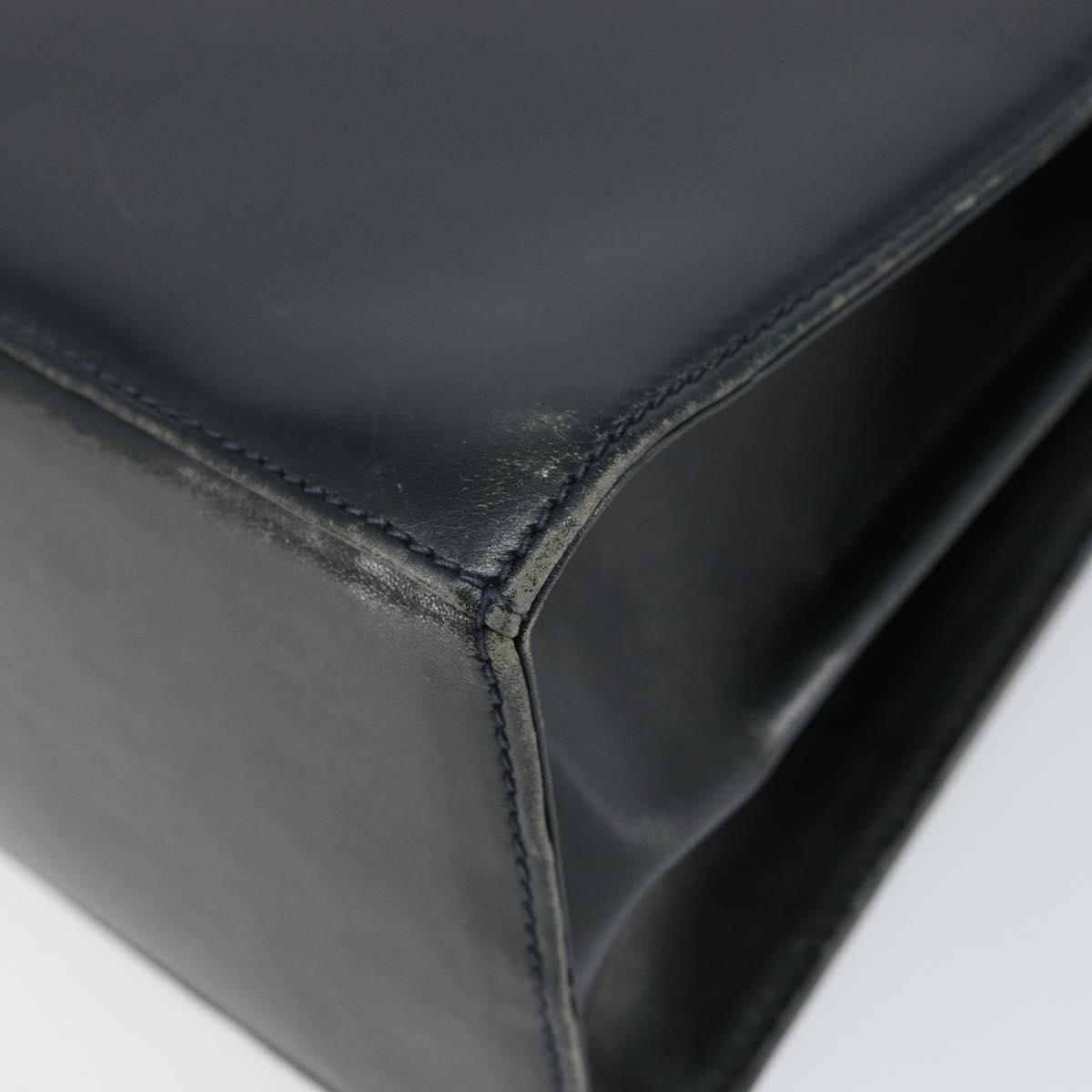 Salvatore Ferragamo Gancini Hand Bag Leather 2way Navy Gold Auth 147081