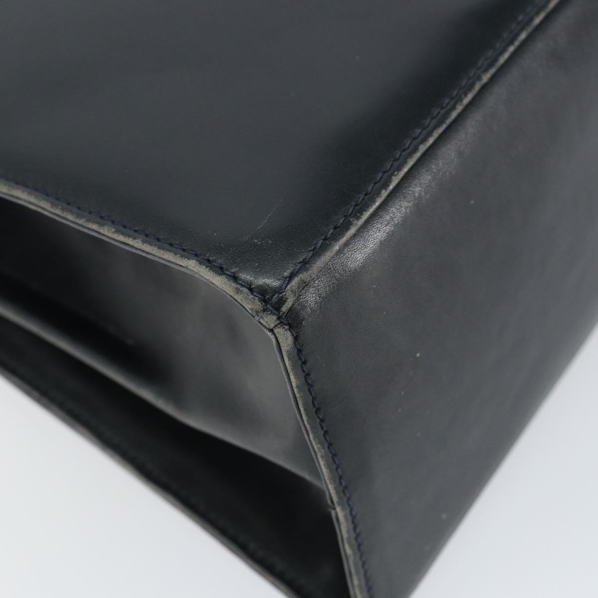 Salvatore Ferragamo Gancini Hand Bag Leather 2way Navy Gold Auth 147081