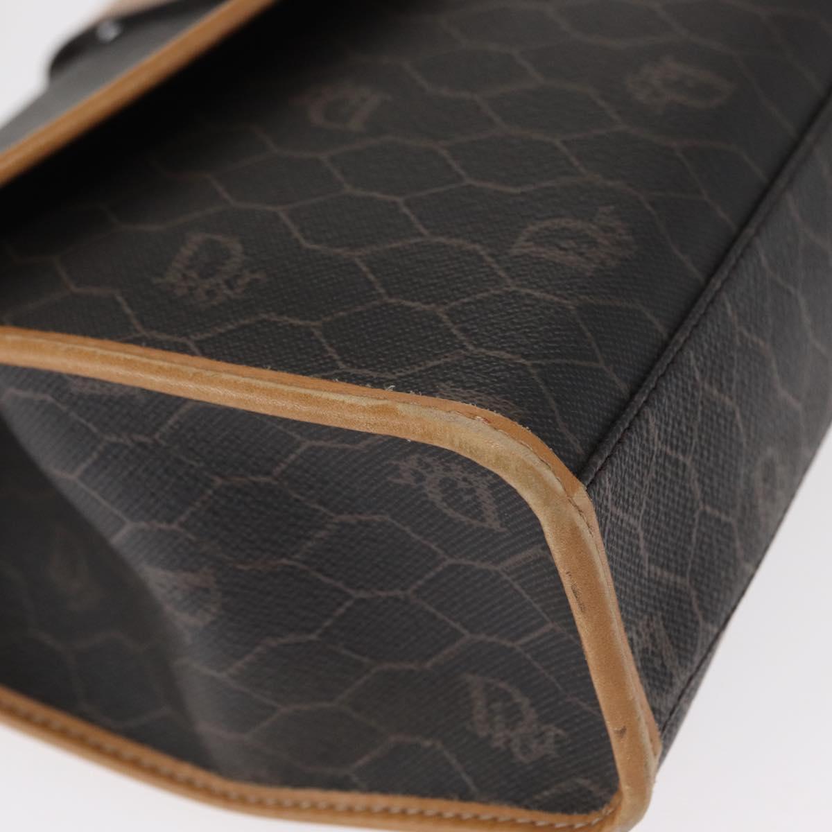 Christian Dior Honeycomb Canvas Shoulder Bag PVC Black Gold Auth 147083