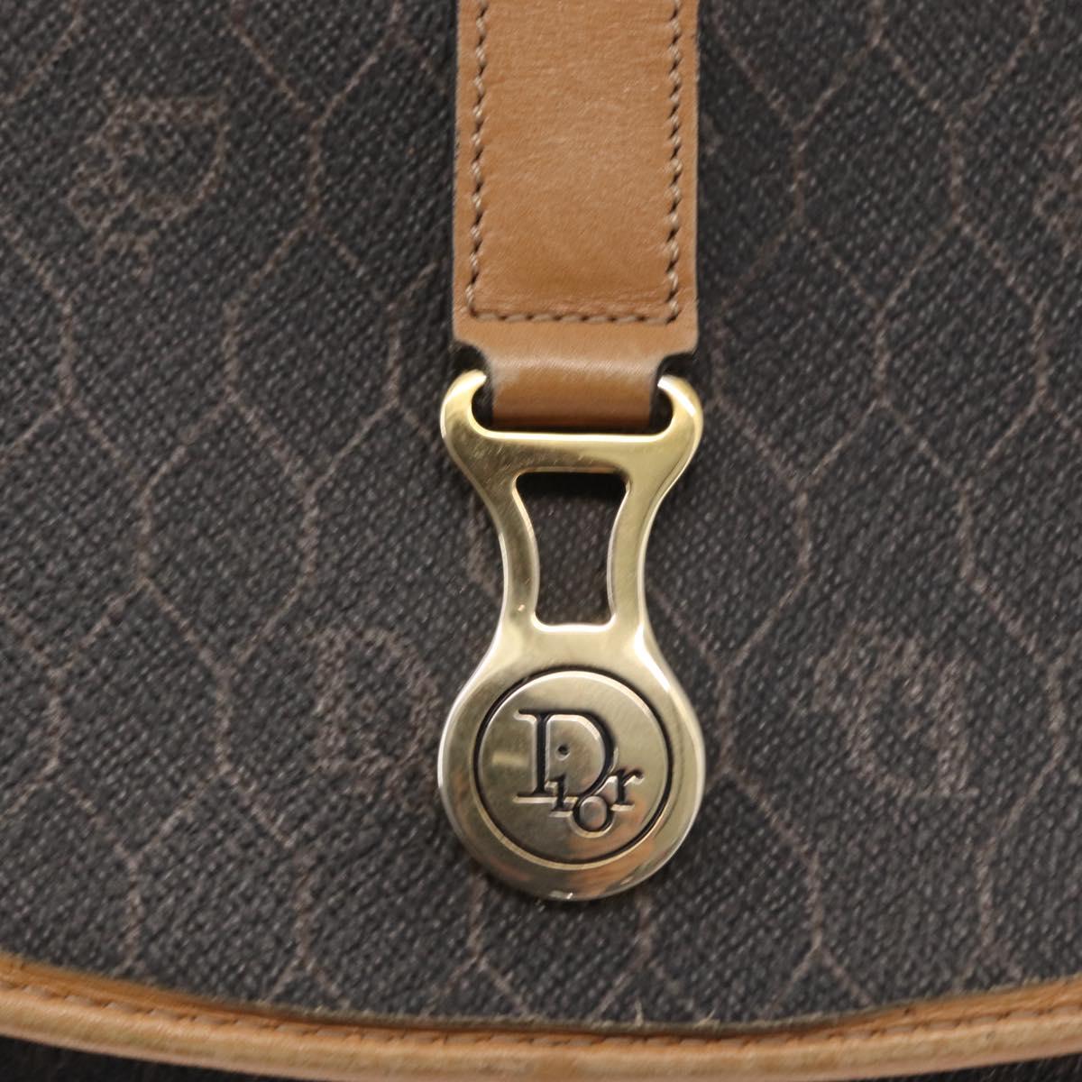 Christian Dior Honeycomb Canvas Shoulder Bag PVC Black Gold Auth 147083